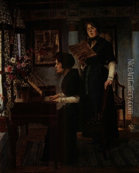 Gesangstunde Oil Painting - Walter Firle