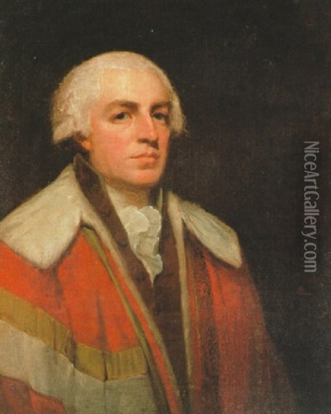 Portrait Of Francis Reynolds, 3rd Baron Ducie, Half Length, Wearing Robes Of Office Oil Painting - George Romney