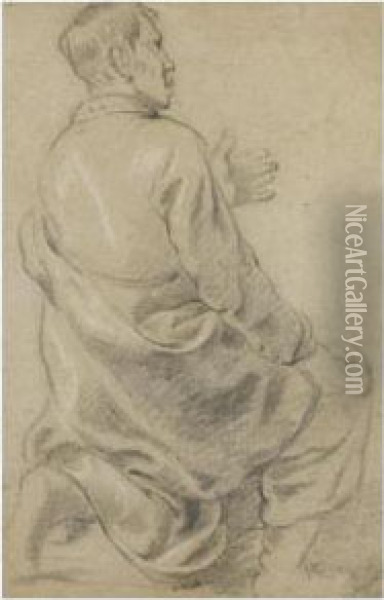 Study Of A Kneeling Man, Seen From Behind Oil Painting - Gerbrand Van Den Eeckhout