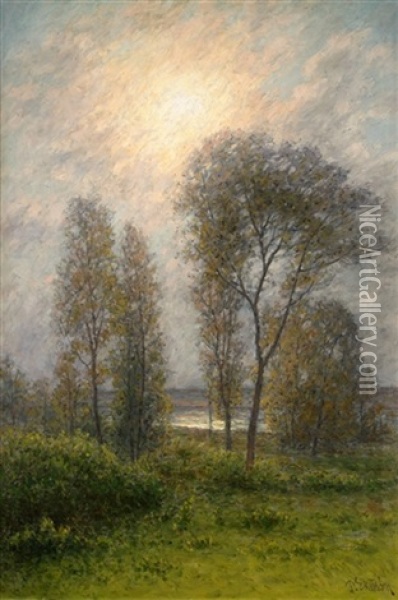 Olandskt Landskap I Soldis Oil Painting - Per Ekstroem