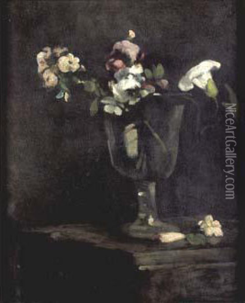 Nature Morte Aux Fleurs Oil Painting - Theodule Augustine Ribot