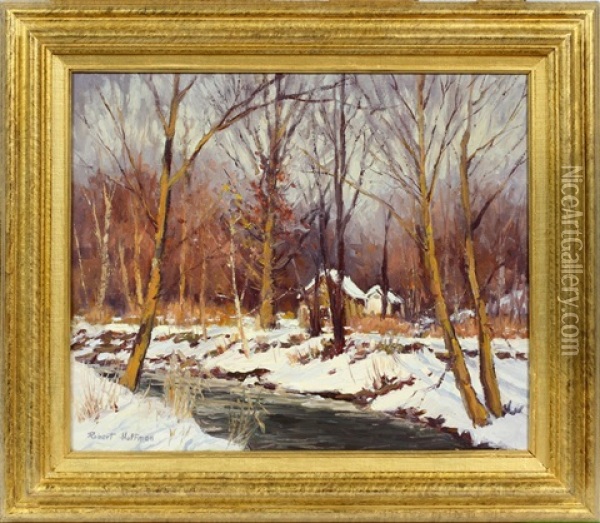 Indiana Stream Through The Woods Oil Painting - Robert Hoffmann