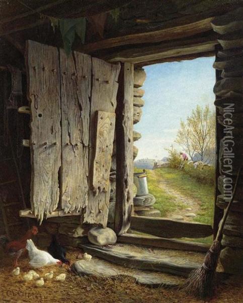 View From The Stable Oil Painting - C. Law Coppard