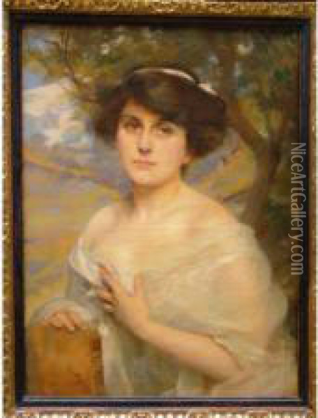 Jeune Femme A La Robe De Voile Oil Painting - Paul Alexandre Alfr. Leroy