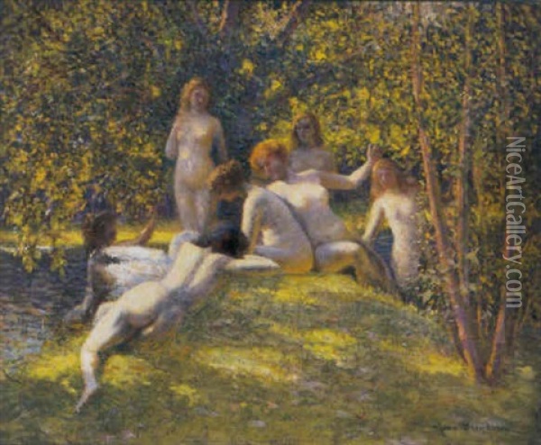 Les Baigneuses Oil Painting - Jean Beauduin