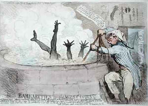 Barbarities in the West Indies Oil Painting - James Gillray