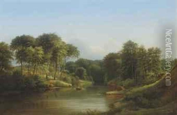 A Row On The River Oil Painting - Ferdinand Reichardt