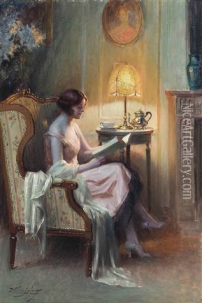 An Engaging Story Oil Painting - Delphin Enjolras