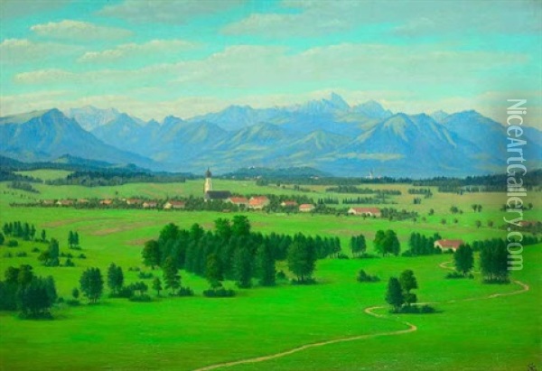 Oberbayrische Landschaft Oil Painting - Carl Schleinkofer