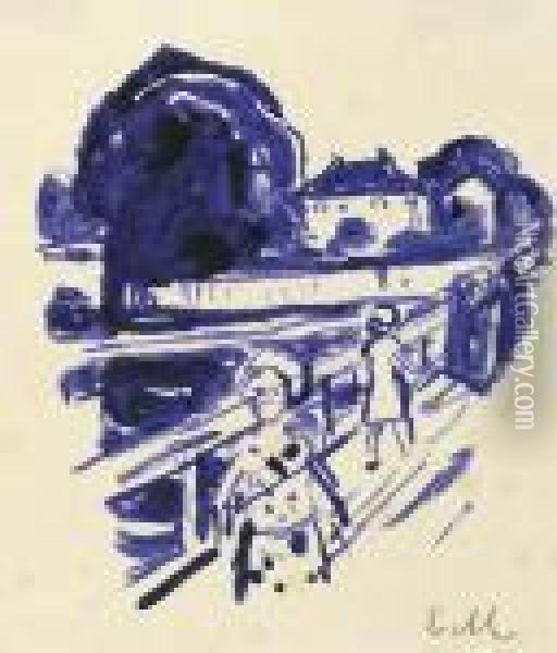 On The Bridge Oil Painting - Edvard Munch