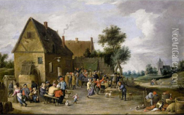 A Village Kermesse Oil Painting - David The Younger Teniers