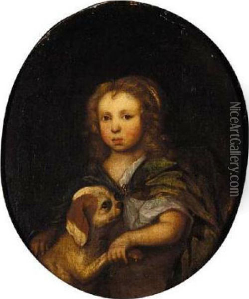 Portrait Of A Young Girl And Her Pet Dog Oil Painting - John Hoppner