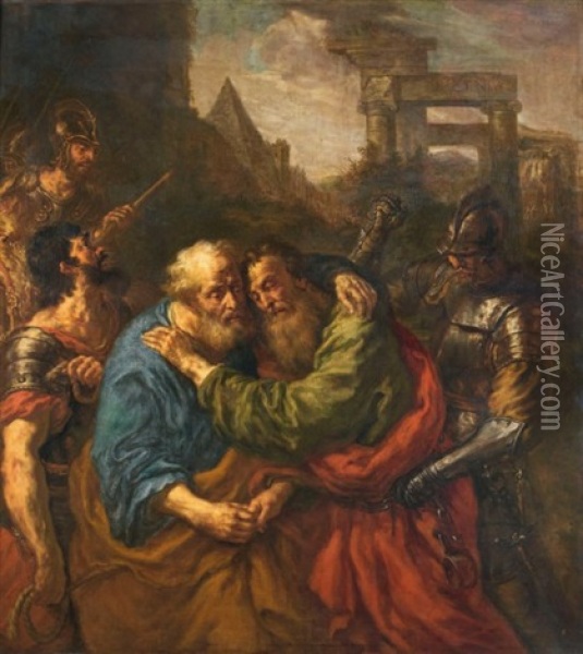 Les Adieux De Saint Pierre Et Saint Paul Oil Painting - Joachim von Sandrart the Elder