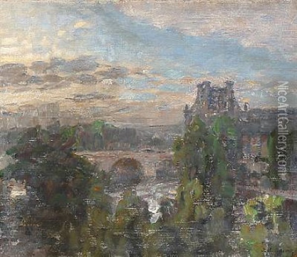 View From Paris Oil Painting - Julius Paulsen