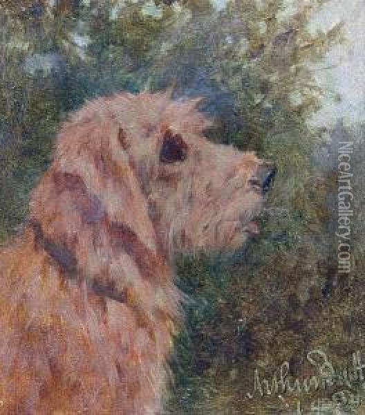 A Terrier Oil Painting - Arthur Batt