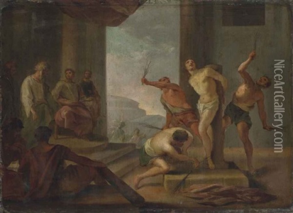 The Flagellation Of Christ Oil Painting - Jacob Schonfelt