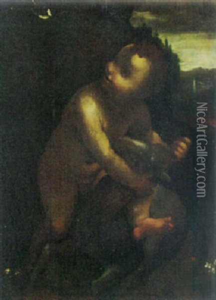 The Infant Saint John The Baptist Oil Painting - Leonardo Da Vinci