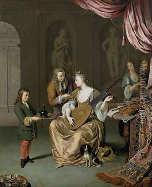 The Lute Player 1711 Oil Painting - Willem van Mieris