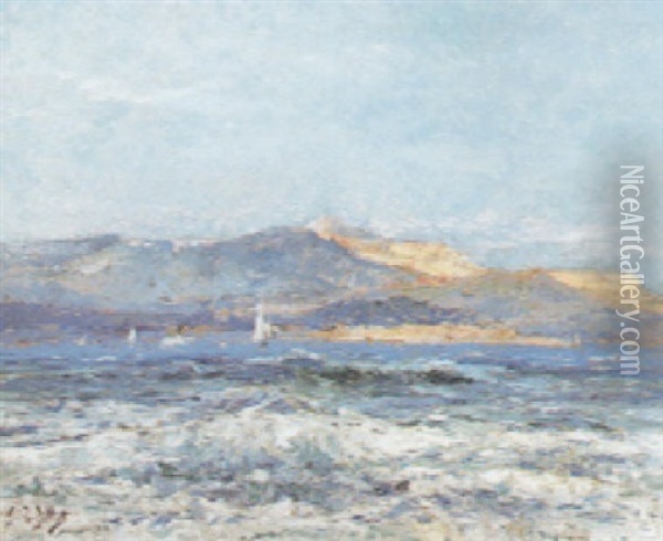 La Baie Des Anges - Alpes Maritimes Oil Painting - Eugene Louis Gillot