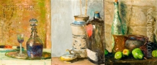 Still Life (+ 2 Others; 3 Works) Oil Painting - Robert Henry Logan