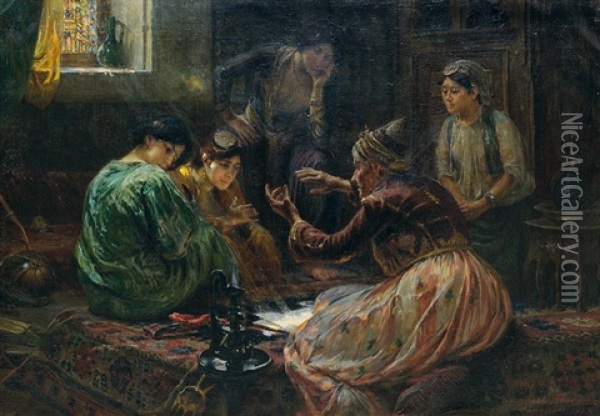 La Conteuse Oil Painting - Ferencz Franz Eisenhut