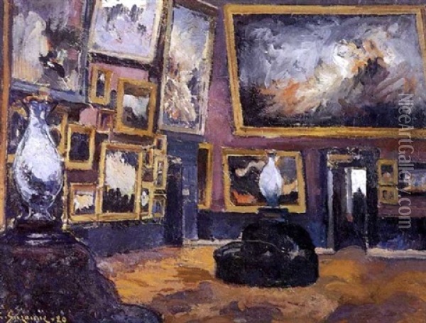 Salle D'exposition Au Musee De Rouen Oil Painting - Leon Suzanne