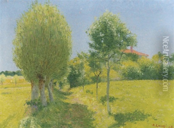 L'allee De Saules Derriere L'alouette A Cailhau, 1908 Oil Painting - Achille Lauge