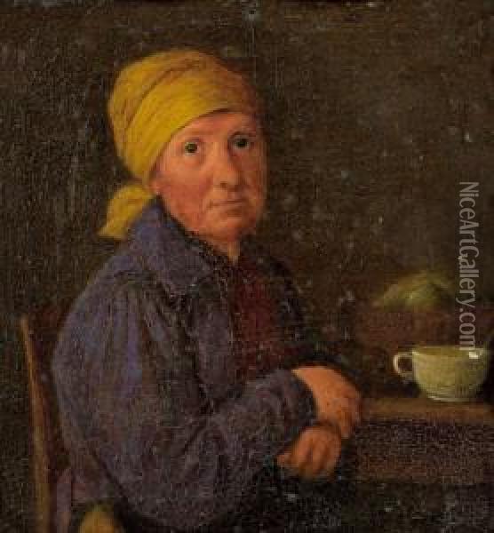 Frau Bei Einer Tasse Tee Oil Painting - Johann Michael Neder