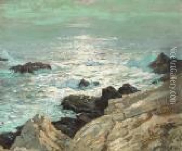 Light On A Rocky Shore Oil Painting - William Frederick Ritschel