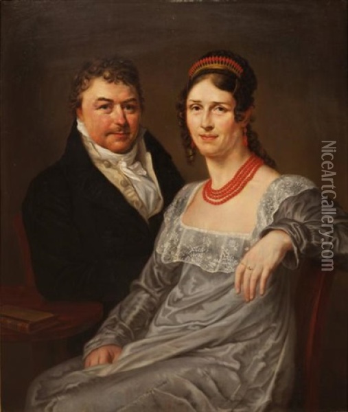 Portrait D'un Couple Oil Painting - Francois Joseph Navez
