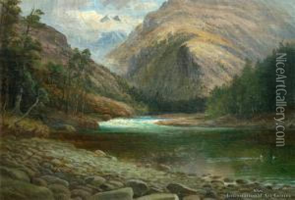 Greenstone River, Wakatipu Oil Painting - Charles Blomfield