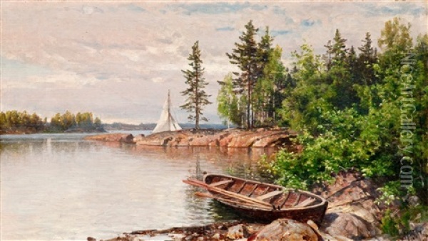 The Rowing Boat Oil Painting - Magnus Hjalmar Munsterhjelm