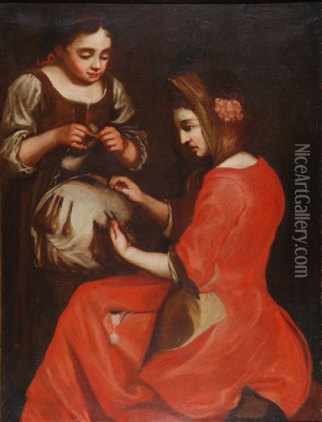 Le Merlettaie Oil Painting - Antonio Mercurio Amorosi