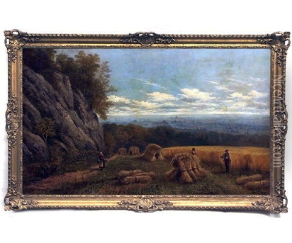 Cornfields Outside Canterbury Oil Painting - John Linnell