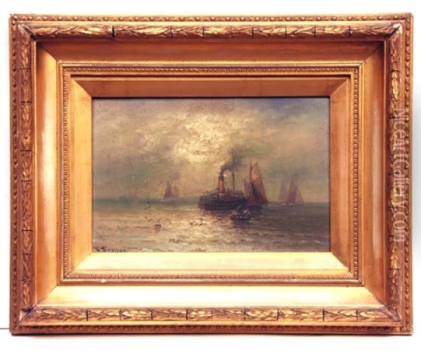 Shipping Becalmed Oil Painting - Franz Emil Krause