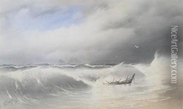 Breakers On The Shore Oil Painting - Henry E. Tozer