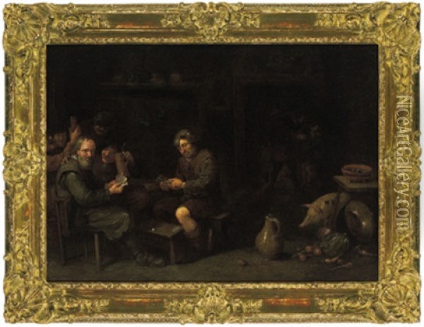 Kartenspielende Bauern Im Wirtshaus Oil Painting - David Ryckaert III