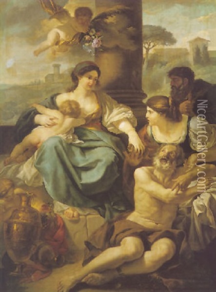 Allegory Of Charity Oil Painting - Jean Jacques Lagrenee the Younger