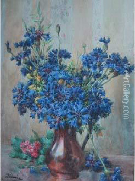 Le Bouquet De Fleurs. Oil Painting - Francois Rivoire