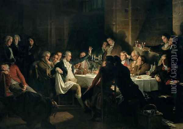 The Last Banquet of the Girondins, c.1850 Oil Painting - Felix Philippoteaux