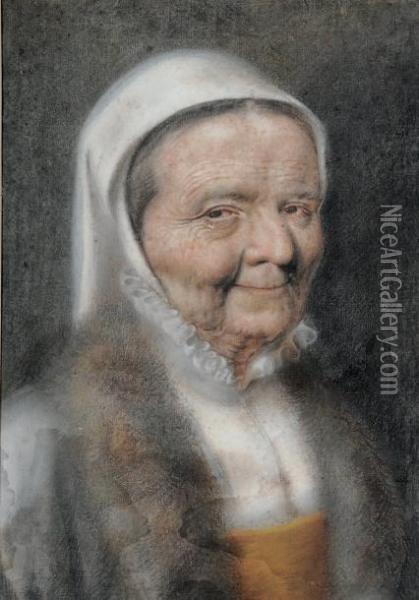 Portrait De Femme Agee Oil Painting - Nicolas Lagneau