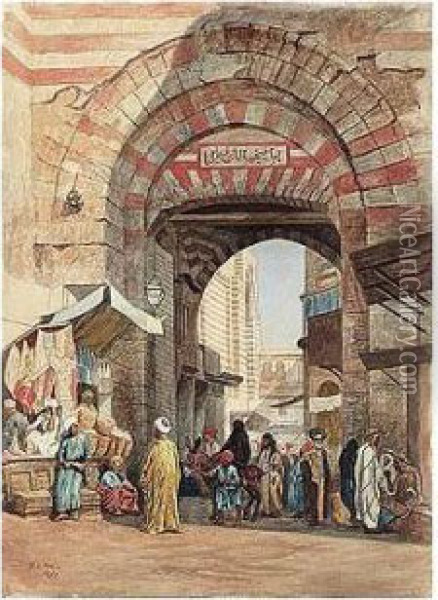 The Bazaar Oil Painting - Edwin Lord Weeks