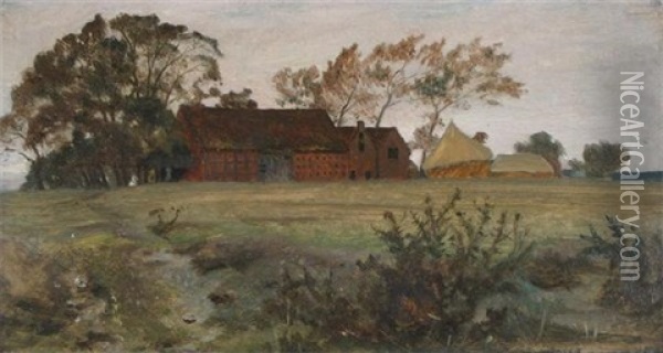 A Warwickshire Farm House Oil Painting - George Hemning Mason