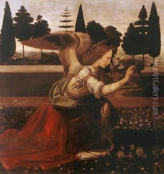 Annunciation (detail 1) 1472-75 Oil Painting - Leonardo Da Vinci