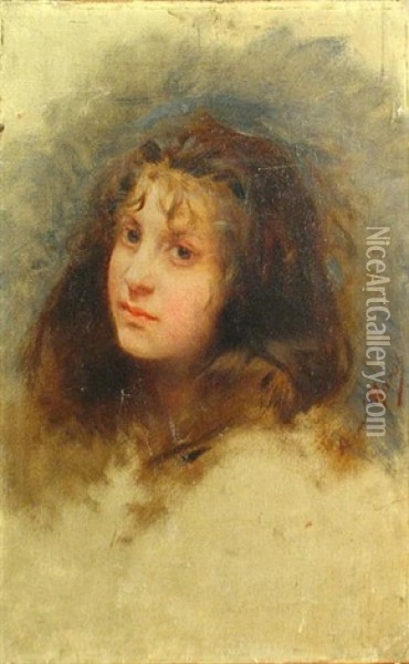 Head Of A Young Girl Oil Painting - Aime Nicolas Morot