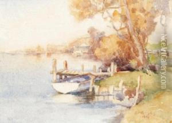Riverbank Idyll Oil Painting - Emma Minnie Boyd