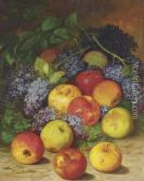 Apples And Lilacs Oil Painting - William Mason Brown