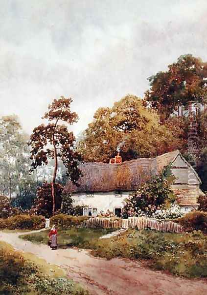 A Country Cottage Oil Painting - F.H. Tyndale