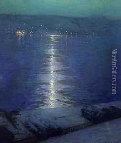 Moonlight on the River Oil Painting - Lowell Birge Harrison