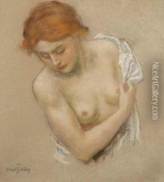 A Semi-nude Girl Oil Painting - Karel Spillar